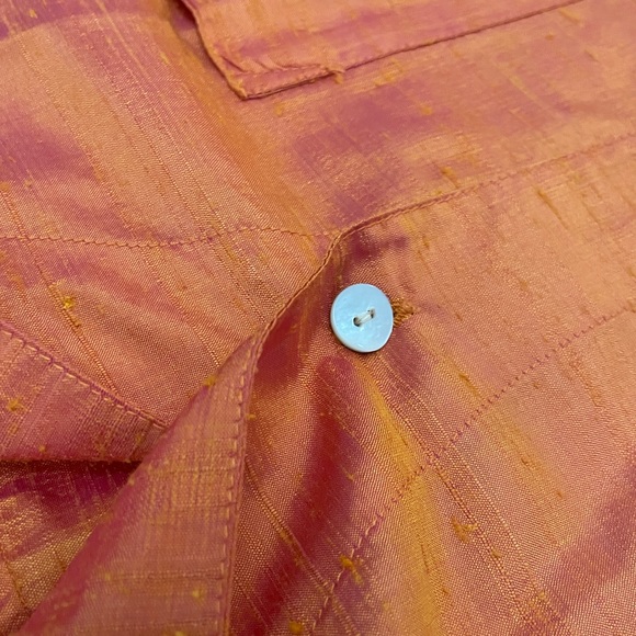 Chico’s Silk Shamtung Irridescent Jacket Top 3/4 Sleeve Notch Collar Size XL - Picture 9 of 11